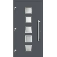 Haustür "SISSI" 79 mm RC3 mit Edelstahl Schiefergrau RAL 7015 beidseitig außen öffnend DIN links