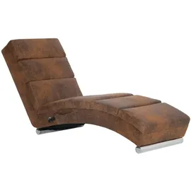 vidaXL Massagesessel Chaiselongue Kunstleder 54,5 x 71 x 112,5 cm Braun mit Fernbedienung