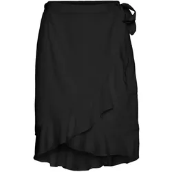 Vero Moda Damen Wickelrock VMHENNA WRAP Schwarz 10268840 XS