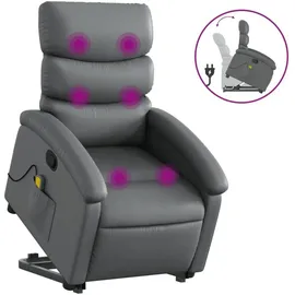 vidaXL Massagesessel mit Aufstehhilfe Kunstleder 92 x 99,5 x 0 cm Grau