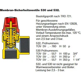 CALEFFI 530 Membran-Sicherheitsventil 1 Zoll 2,5 bar