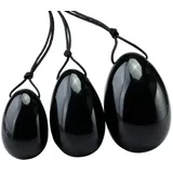 mookaitedecor Obsidian Yoni Eier Kegel Bälle Beckenbodentrainer Übungs-Set mit 3 Größen, Ben Wa Balls Massage Steine für die Übung der Beckenboden und Blase & Erholung die Postpartale Vagina