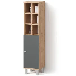 livinity Livinity® Midischrank, Anthrazit, Holzwerkstoff, 8 Fächer, Quadratisch, 30x130.6x30 cm, Badezimmer, Badezimmerschränke, Midischränke