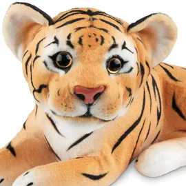 Brubaker Tiger Kuscheltier - 30 cm Stofftier - Baby Plüschtier Raubkatze Liegend - Kinder Plüsch Spielzeug Braun