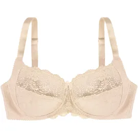 DORINA Bügel-BH "Philippa", Damen, Gr. 85, Cup D, beige, Spitze, Obermaterial: 38% Polyamid, 34% Polyester, 22% Baumwolle, 6% sonstige Fasern, unifarben, bequem, BHs Bügel-BH, mit Satinschleife, elastische Spitze, glänzende Träger
