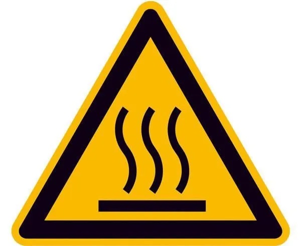 SafetyMarking® Warnaufkleber Schild Warn.v. hei. Oberfläche 10 cm x 10 cm Warnung vor heißer Oberfläche