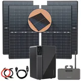 Campergold Balkonkraftwerk mit Speicher Komplett set 2,56kWh Marstek Jupiter C Solar Speicher, 1760,00 W, Monokristalline, (4x 440W Bifaziale Solarmodule Plug und Play, inkl. 800W integrietem Wechselrichter, 4x 440W Bifaziale Solarmodule Plug und Play), mit Ziegeldach PV Montagesystem schwarz