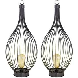 ETC Shop 2x LED Solar Hängelampe Metall spritzwassergeschützt IP44 schwarz