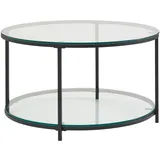 KADIMA DESIGN Couchtisch TREBBIA: Glas-Metall Mix, 2 Ablagen, 80x80x45 cm, Marmoroptik, stabil.