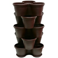 ENGELLAND® 5X Blumentopf, Säulentopf, Pflanzturm, Hochbeet, Pflanztopf-Kübel mit Untersetzer,