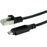 Roline USB 3.2 Gen 2 Typ C zu Gigabit Ethernet Konverterkabel, schwarz, 3 m