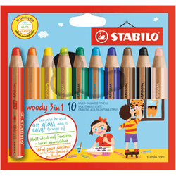 Buntstift, Wasserfarbe & Wachsmalkreide - STABILO woody 3 in 1,  10er Pack