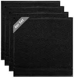 Lashuma 4er Set Frottee Geschirrtücher 50x50 cm, Linz Baumwoll Küchenhandtücher Schwarz