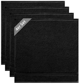 Lashuma 4er Set Frottee Geschirrtücher 50x50 cm, Linz Baumwoll Küchenhandtücher Schwarz