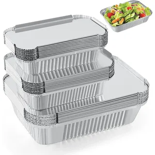 30 Stück Aluschalen Grill,Grillschalen Aluminium 1750Ml/700Ml/410Ml,Aluschalen M