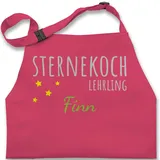 Kinderschürze Schürze Kinder Jungen Mädchen - Kochschürze - Sternekoch Lehrling Name - 2-6 Jahre - Pink - für personalisierte kochschürzen geschenke küchen kind kinderkochschürze - 2-6 Jahre