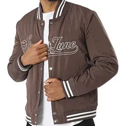 Sixth June Herren Bomber-Jacke Teddy-Jacke im Baseball-Stil Frühlings-Jacke M23437CJA Braun - S