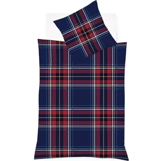 Traumschlaf Feinbiber Bettwäsche Aspen Karo navy rot