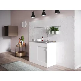 Respekta Komplettspüle 100 x 50 cm Schiebetür Weiß