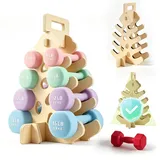 Hantelständer Holz,A-Rahmen,4-Etagen Hantelablage,Kratzer Verhindern,Mit Griff,Für 3–7-Kg Hanteln,Dumbbell Rack Für Home,Gym,Für Kinder,Frauen