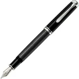 Pelikan Souverän M805 Stresemann Kolbenfüller schwarz/anthrazit/silber B (breit)