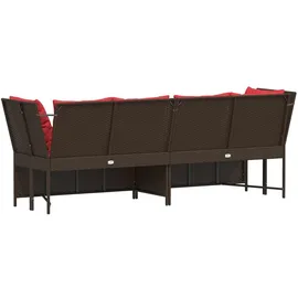 vidaXL Gartensofa mit Kissen Braun Poly Rattan