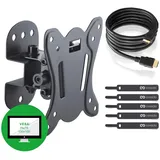 conecto TV Wandhalterung für 13-27 Zoll (ca. 33-69cm) Flach & Curved LCD LED OLED Fernseher & TFT Monitor | Schwenkbar Neigbar | Wand Halter Fernseher Halterung | VESA 75x75-100x100 | Schwarz
