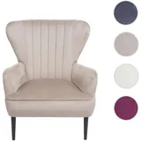 Mendler Lounge-Sessel HWC-K37 Samt 75 x 87,5 x 75 cm taupe mit Rollen