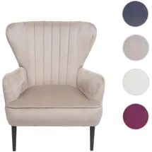 Mendler Lounge-Sessel HWC-K37 Samt 75 x 87,5 x 75 cm taupe mit Rollen