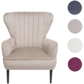 Mendler Lounge-Sessel HWC-K37 Samt 75 x 87,5 x 75 cm taupe mit Rollen
