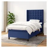 Lattenrost mit Matratze, Blau, 90 x 190 cm, Stoff, Plattformbett, mit Lattenhalter, einfache Montage, für Schlafzimmer, Erwachsene