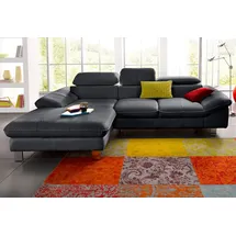 Cotta Ecksofa "Driver L-Form", schwarz, B:268cm H:73cm T:169cm, LEDER BEEFY (ein abgedecktes Spalt-Rindsleder) im Sitz und Rücken (Korpus in Kunstleder);Luxus-Kunstleder;Kunstleder SOFTLUX;NaturLEDER (echtes Rindsleder), Rückseite mit schwarzem Spannstoff
