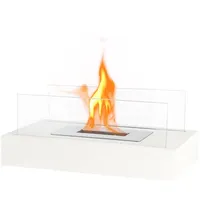 NEWIMAGE Rechteckige Tisch-Feuerschale 35 cm Tragbarer Tischkamin – Sauber brennender Bio-Ethanol-Kamin Ohne Abzug für Innen und Außenterrassen Partys Veranstaltungen (Weiß)