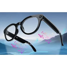 Colmi V03 Smart Glasses, Smarte Brille mit 8MP Kamera, Audio, Bluetooth 5.3, IP65 - Ausführung: Blue Light, Runder Rahmen
