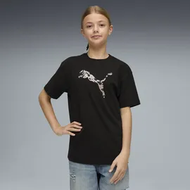 Puma T-Shirt PUMA "Essentials Graphics Animal T-Shirt Mädchen", Kinder, Gr. 128, schwarz, Obermaterial: 100% Baumwolle. Rippe: 80% Baumwolle, 20% Polyester. Knöchelsocke: 80% Baumwolle, 20% Polyester, bedruckt, relaxed fit, Rundhals, Shirts T-Shirt