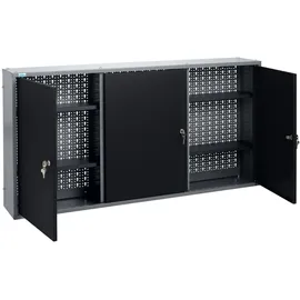 KÜPPER Hängeschrank Stahlblech 120x60x20 cm schwarz 3 Türen 4 Fachböden