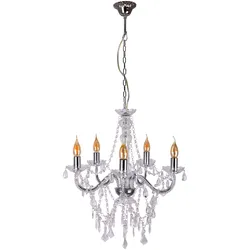 NÄVE Pendelleuchte "5er Krone "CECILIA" D: 52 cm chrom", grau (chrom), H: 85,00cm, Lampen, elegantes Design