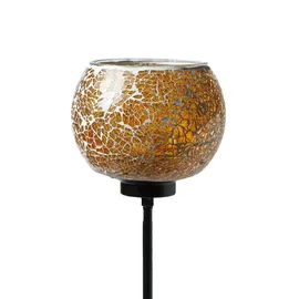 MARELIDA Windlicht Teelichthalter Deko Mosaik Gartenstecker Gartenstab orange