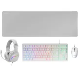 Mars Gaming Pack Tastatur + Gaming-Maus RGB Flow 3200 DPI + Over-Ear RGB Kopfhörer + XXL Matte, Weiß,