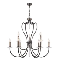 Kronleuchter Hängelampe Pendelleuchte Messing Kristalle Deckenlampe Dunkelbronze