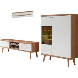 Home Affaire Wohnwand HOME AFFAIRE "Merle", braun (eiche riviera nb, weiß matt), B:260cm, Holzwerkstoff, Kastenmöbel-Sets, Wohnwand, mit besonderer Rahmenoptik