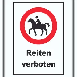 Reiten verboten Schild kein Reitweg Keine Pferde A1 Rückseite selbstklebend