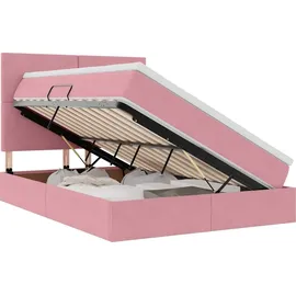 vidaXL Bett mit Stauraum und LED mit Matratze Rosa 140 x 190 cm Samt