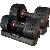 HAKENO 2x12 kg verstellbare Hanteln, 2er-Set, Hantel-Set, schnell einstellbar, freie Gewichte, Kurzhantel-Set mit rutschfestem Metallgriff, kompakte Größe für Männer/Frauen, Heim-Fitnessgeräte