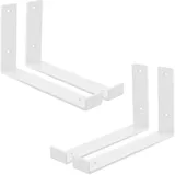 ML-Design 4 Stück Regalhalterung 25x4x14 cm Weiß aus Metall 10 Zoll L-Form