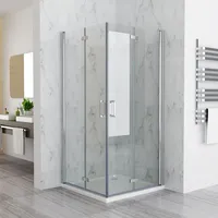 MIQU Duschkabine 120x90x197cm Falttür 180o Eckeinstieg Dusche Duschwand Duschabtrennung Nano Glas - Silber