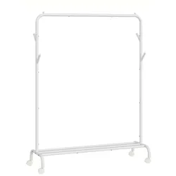 Kleiderständer auf Rollen, Kleiderstange, Garderobenstange, Garderobenständer aus Stahlrohren, 103,5 cm breit, wolkenweiß