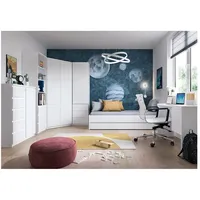 Lomadox Jugendzimmer Set Bett, Schreibtisch, weiß Eckschrank Kommode Kleiderschrank