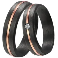 DOOSTI Trauring Schmuck Geschenk CARBON Trauring Ehering Partnerring LIEBE, wahlweise mit oder ohne Zirkonia goldfarben|schwarz 62