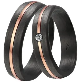 DOOSTI Trauring Schmuck Geschenk CARBON Trauring Ehering Partnerring LIEBE, wahlweise mit oder ohne Zirkonia goldfarben|schwarz 62